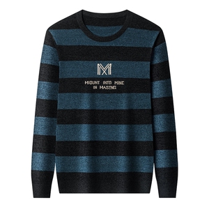 春季新款2023年男士套头雪尼尔圆领长袖针织衫休闲打底衫毛衣图片