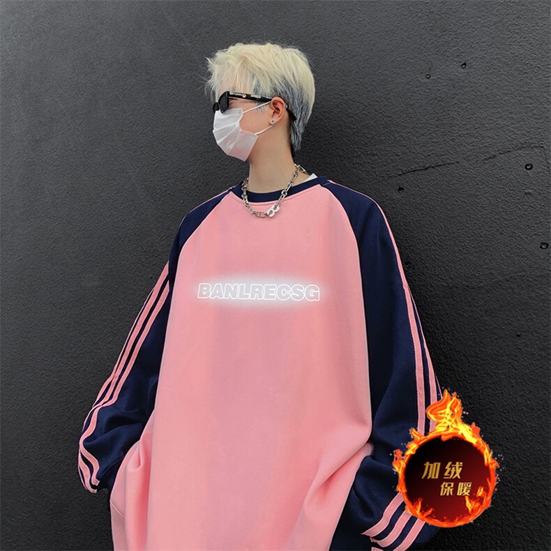 抖音得物供货提供视频秋冬重磅美式宽松织带圆领卫衣0756,男装卫衣,电商A486