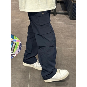 美式07qwer藏蓝色伐木冲锋裤子男冰丝速干尼龙夏薄款藏青色工装裤图片