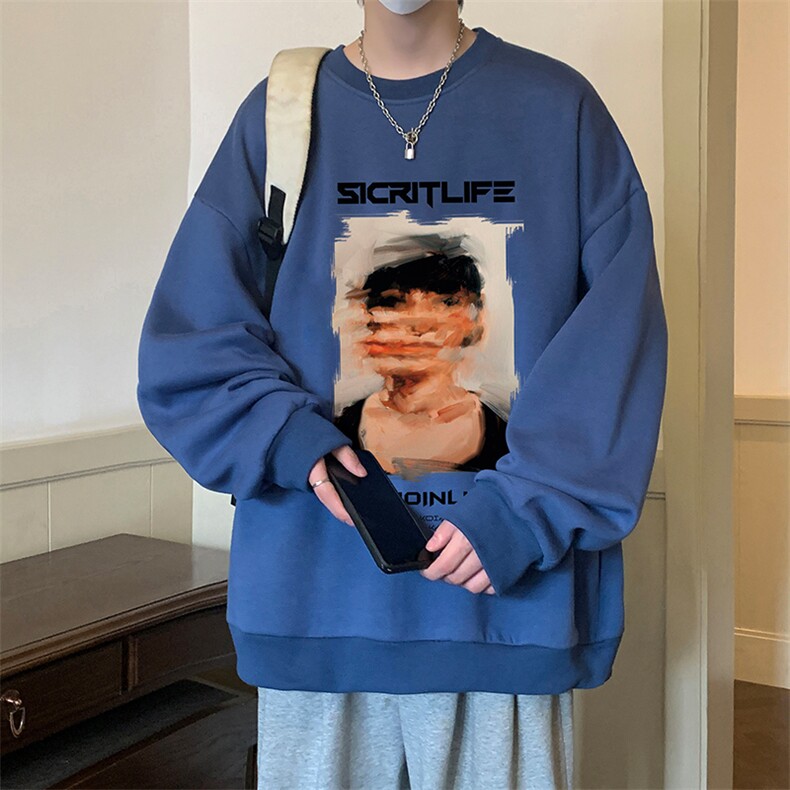 圆领卫衣男大码加厚加绒长袖t恤男S6213-P28加绒款-P33,男装卫衣,电商A040