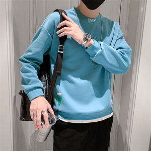 2024春季新款波高品质圆领项链装饰宽松学生卫衣男5772-p60,男士灰色工装鞋搭配图片