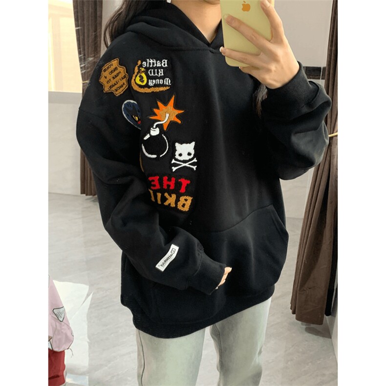网图有货亿万美式高街刺绣连帽华棉卫衣男女潮上衣A780-P46,男装卫衣,星座1505