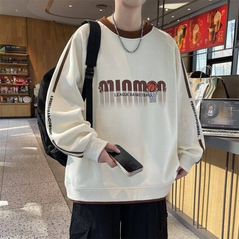 W25207-特P40港风学生青少年外套2026春秋时尚休闲卫衣男打底衫,男装卫衣,电商D310B