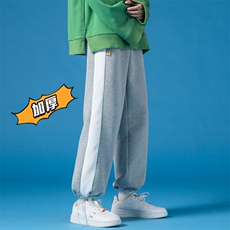 2025冬季新款男加厚华夫格撞色休闲裤灯芯绒卫裤黑GK60-P50，男装休闲裤，电商B277(原6028)