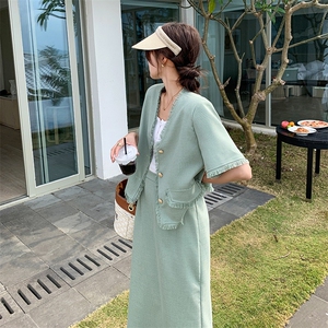 小香风极简风时尚套装韩版阔腿宽松连衣裙显瘦套装短袖气质洋气图片