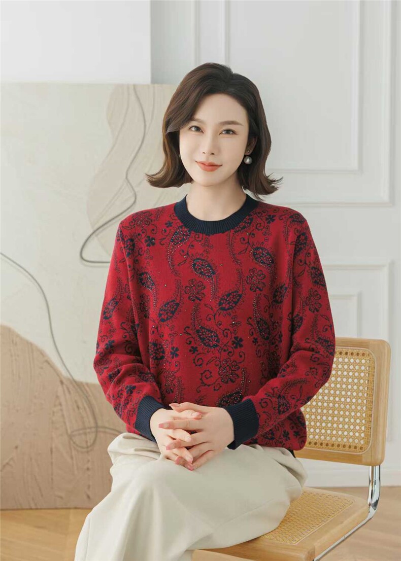 2025年秋季通勤长袖单件圆领时尚百搭，女装羊毛衫，斯尔特羊绒