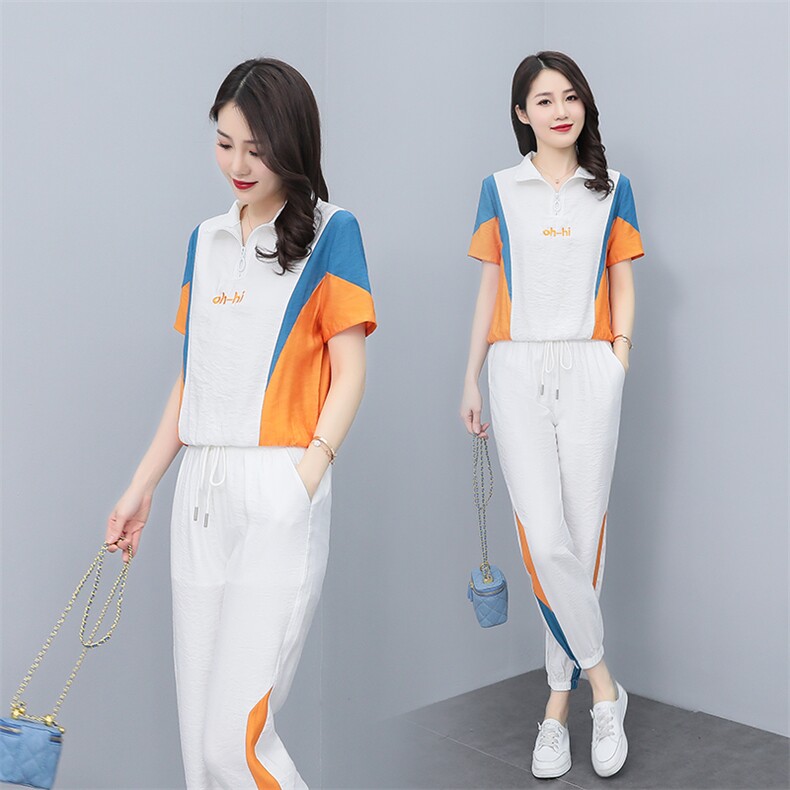 夏季休闲时尚运动服套装女2022新款两件套洋气减龄,女装套装/套裙,雅佳俏