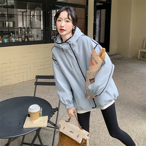 高级感超好看蓝色短款连帽工装派克羽绒服女冬2024新款时尚厚外套图片