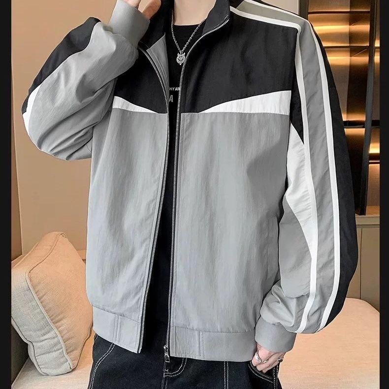 801-P55运动套装春秋季男士防水夹克外套潮流休闲帅气搭配,男装休闲套装,电商B323A