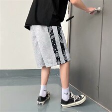 休闲短裤男腰果花夏季新款潮牌ins百搭学生沙滩五分裤子D372-p28，男装休闲裤，星座1008