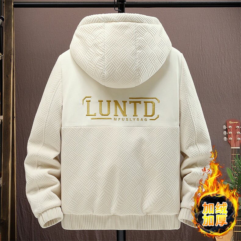 加绒加厚青年男休闲时尚连帽百搭刺绣加绒夹克外套M1813-P98,男装夹克,星座310B-3