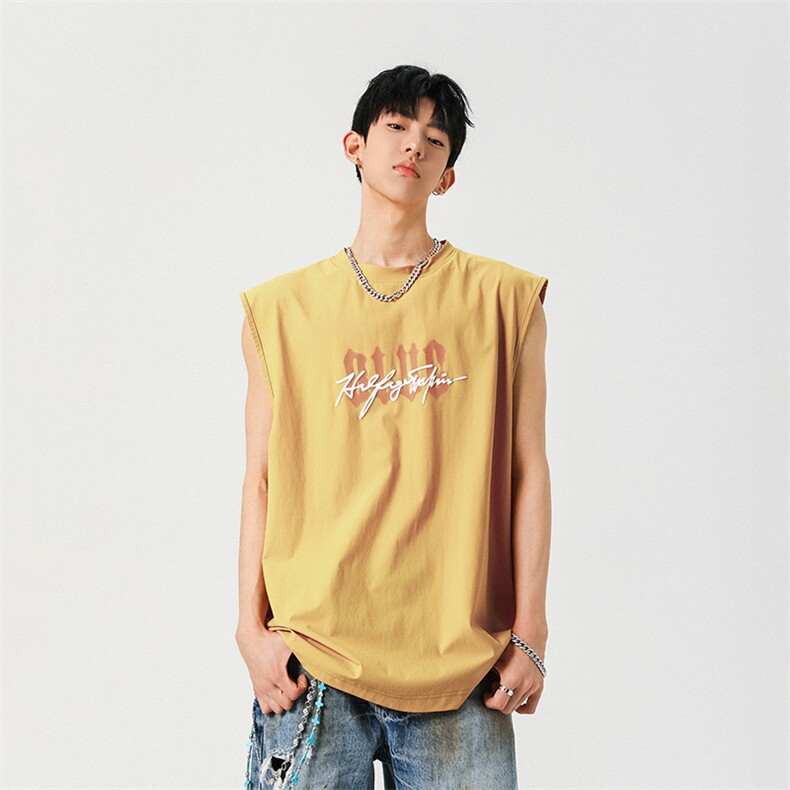 高街170克锦纶安踏条发泡印花大码坎肩体恤A436-1603-特P3249,男装T恤,电商A436