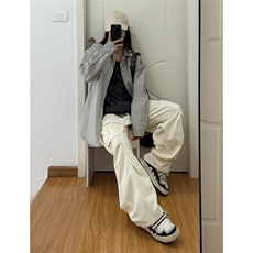 高品质牛仔条纹衬衫潮牌长袖衬衣潮流宽松休闲外套CS017-P30，男装衬衫，星座301C-5