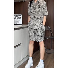 1短袖衬衫男+短裤男套装男聚酯纤维M-5XL大码TZ78717P50控98，男装牛仔裤，星座226-2