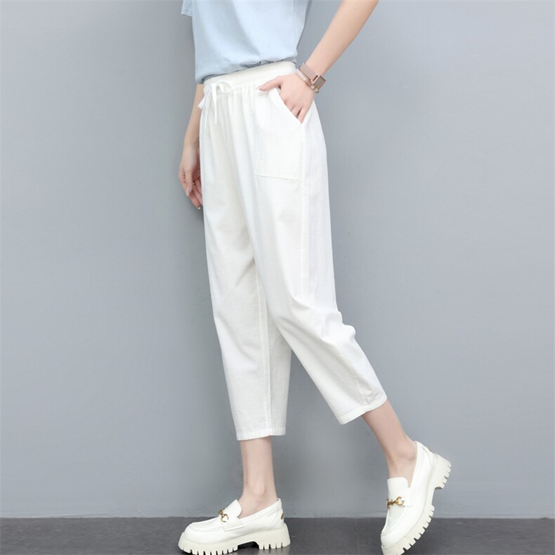 新款苎麻棉麻时尚女夏季女装高端休闲裤妈妈夏装麻料,女装休闲裤,璐依舞