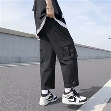ins休闲工装裤男女秋季美式高街复古设计感束脚阔腿裤子k326-p30，男装工装外套，星座1008-2