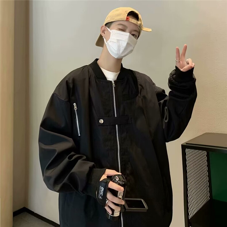 春秋季新款宽松百搭棒球服外套男飞行夹克美式高街潮7601P58,男装夹克,星座410-2