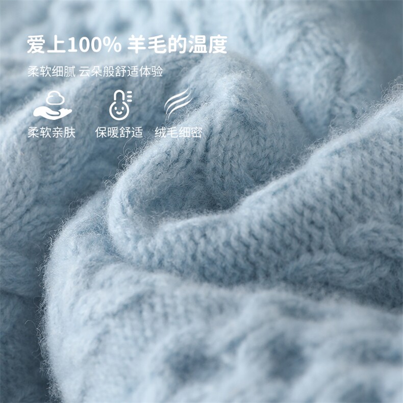 2024秋季新款蜂窝高翻领长袖纯色三股线羊毛衫,童装毛衣,魁星羊绒