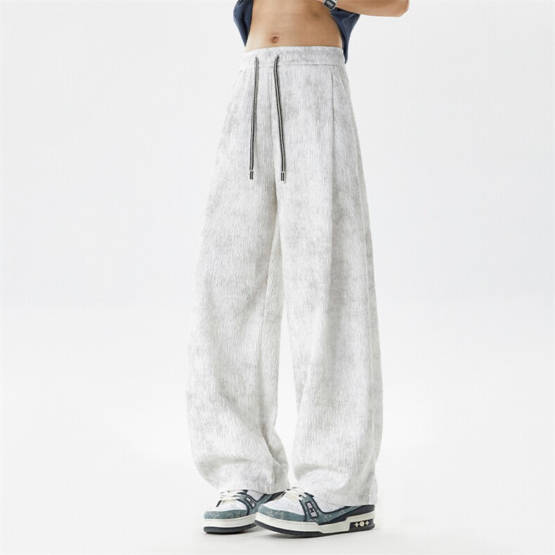 抖音树皮皱扎染夏季男士休闲直筒长裤港风宽松日系阔腿裤P48，男装休闲裤，星座1504（原917）