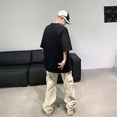 美式复古藏青色潮牌痞帅炸街t恤男夏季半袖cleanfit短袖高级感，男装T恤，星座505-2（原电商A260-1)