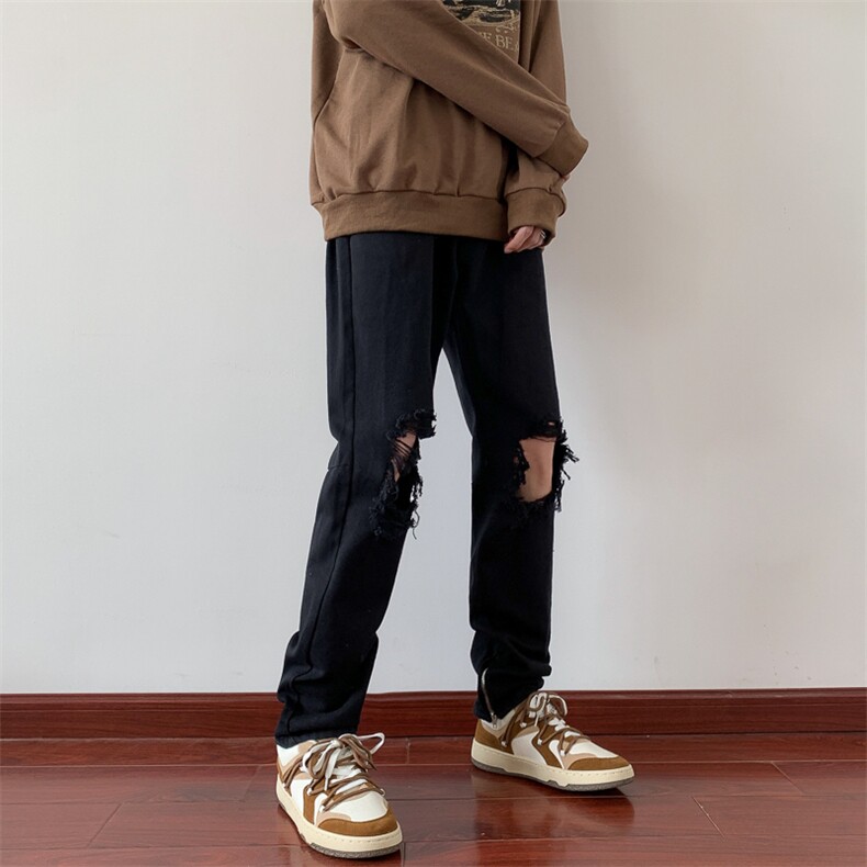 暗黑破洞牛仔裤男韩版潮流高街2023秋夏季新款ins休闲裤K2262-P41,男装牛仔裤,星座412-3