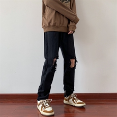 暗黑破洞牛仔裤男韩版潮流高街2023秋夏季新款ins休闲裤K2262-P41，男装牛仔裤，星座412-3