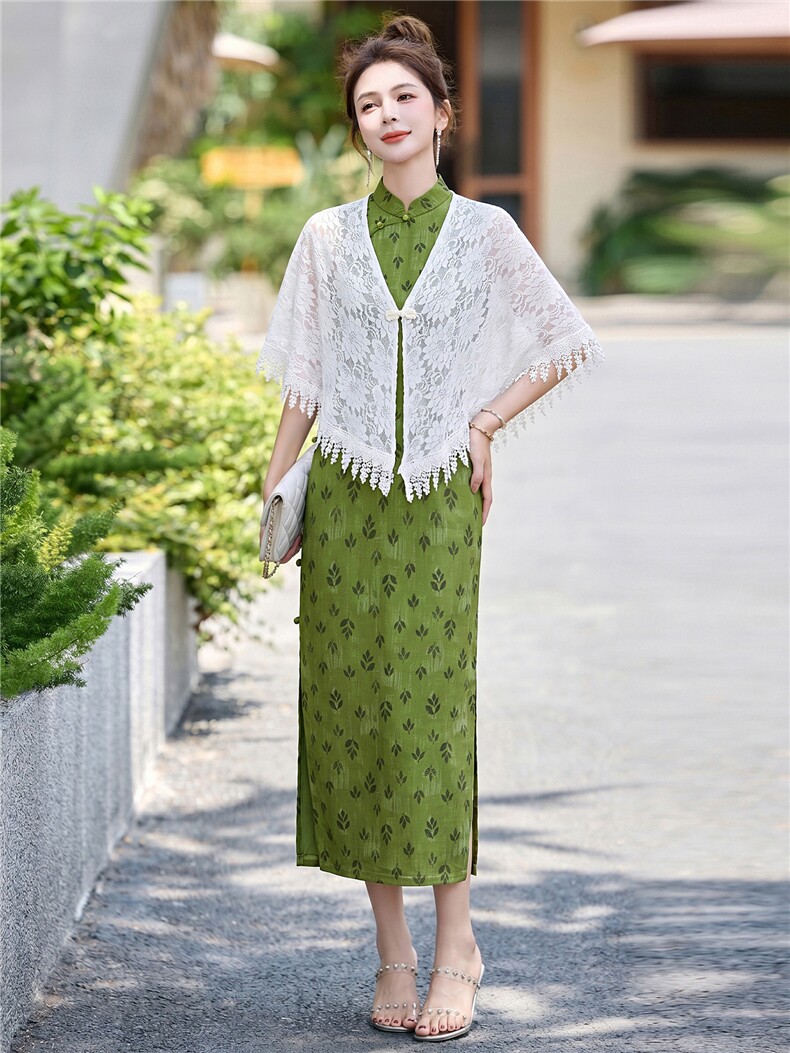 2026夏装新款简约时尚休闲新中式复古盘扣修身连衣裙,女装连衣裙,美沁