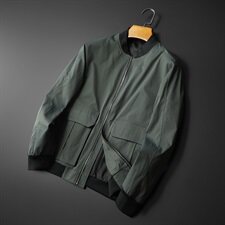 绿色2021春秋装新款男士休闲夹克棒球领工装外套J平铺，男装夹克，电商D230