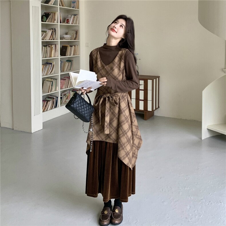 春装新款连衣裙+内搭两件套2C153-8951-P185K298,女装连衣裙,2C153