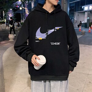 WY2259-P35纯棉连帽卫衣男大码运动帽衫宽松薄外套男