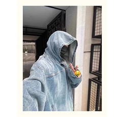JK8605-P56美式复古连帽牛仔外套男春秋款500g重磅水洗卫衣，男装工装外套，电商B323A