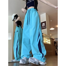 阔腿休闲裤男女韩版潮流拼色帅百搭2025夏季ins宽松长裤K5562-P38，男装休闲裤，星座412-2