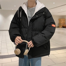 2024冬新款港风夜景连帽假两件面包服棉衣外套男G3012-P95控115，男装棉衣，星座914-3
