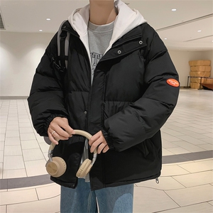2024冬新款港风夜景连帽假两件面包服 棉衣外套男 G3012-P95控115图片