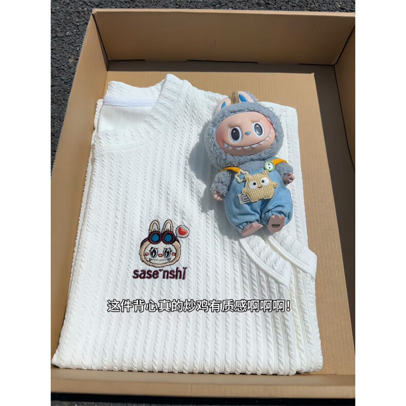 XZ809A/SSS13/P35/控48肌理感绣花labubu圆领背心T恤，男装背心/马甲，星座809A(原222-1)