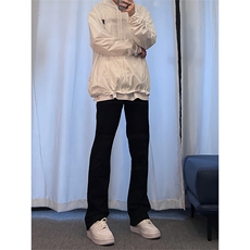 高街vibe纯黑色牛仔裤男款夏季修身直筒弹力微喇叭裤控价68，男装牛仔裤，星座310A-4