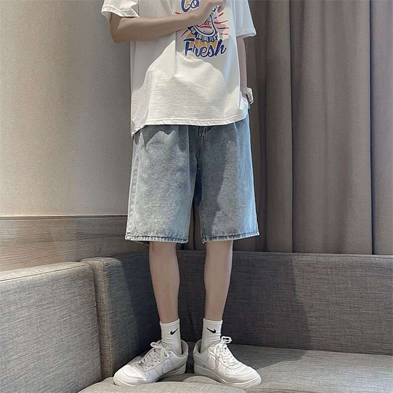 男裤2021直筒宽松破洞牛仔短裤潮牌ins港风夏季五分裤K911-P30,男装休闲裤,星座512-2