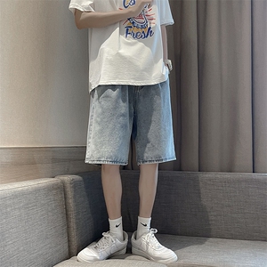 男裤2021直筒宽松破洞牛仔短裤潮牌ins港风夏季五分裤 K911-P30图片