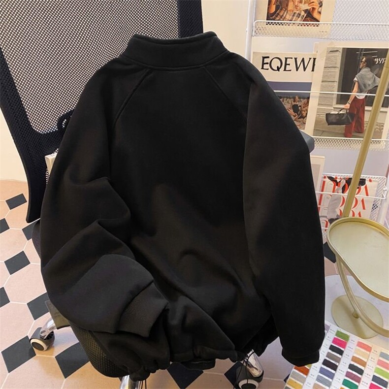 5575-P57潮牌小众设计感立领纯棉华棉复合休闲卫衣加绒,女装卫衣/绒衫,星座617A-2