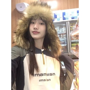 美式复古插肩袖t恤女撞色拼接球衣长袖半拉链运动上衣LCT300-P48图片
