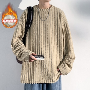 薄款改加绒冬新港风银狐绒毛边卫衣男加绒加厚上衣W334J加绒-P65图片
