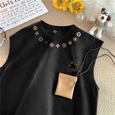 可设48小时发货支持抖音得物来样二开240克重磅美式麂皮绒背心t恤，男装T恤，电商A486-1