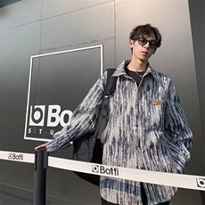 春秋季长袖衬衫男个性设计款日系条纹印花休闲衬衣外套潮TT02/P55，男装衬衫，星座506