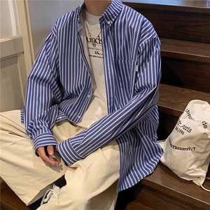 21 条纹衬衫男士 港风日系 长袖潮牌休闲衬衣CS715P45控68图片
