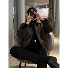 706-2-C1970-P108现货冬季韩版男短款毛呢大衣宽松双拉链外套，男装毛呢大衣，星座706-2