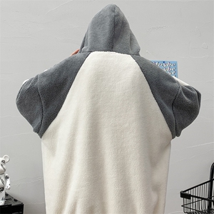 秋冬加绒加厚连帽羊羔绒卫衣男女羊羔毛撞色外套 972-P90 控价118图片