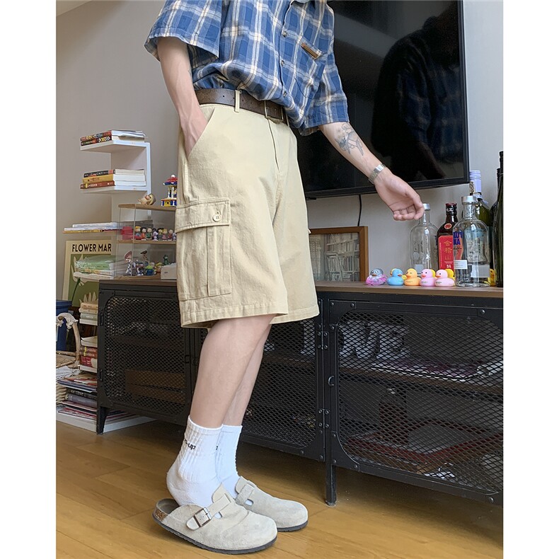 休闲短裤男潮牌夏季薄款外穿工装五分裤宽松多口袋中裤D144-P48,男装牛仔裤,星座308B-2