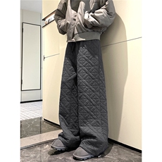 【现货】612-K228-P75冬季棉裤不规则菱格压线宽松直筒宽松休闲裤，男装休闲裤，星座612