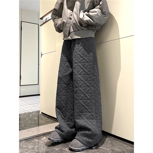 【现货】612-K228-P75冬季棉裤不规则菱格压线宽松直筒宽松休闲裤图片