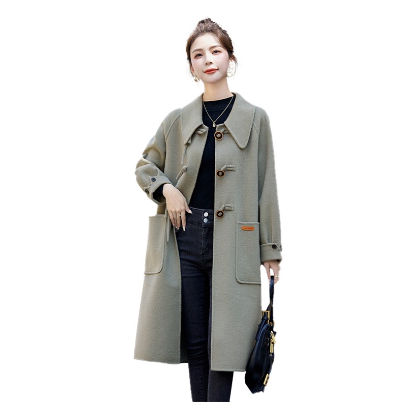现货2023年秋冬季新款女装时尚气质双面羊毛大衣女,女装双面呢大衣,关键词
